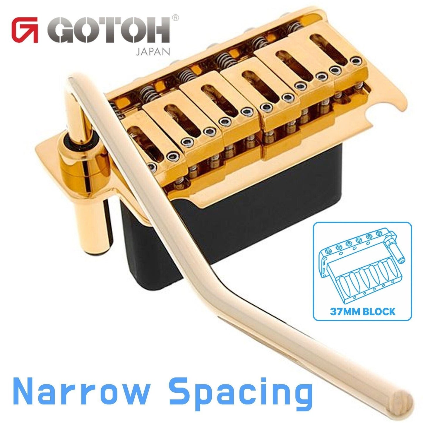 NEW Gotoh NS510T-FE1 2 Point Tremolo Bridge Narrow Spacing 37MM BLOCK - GOLD