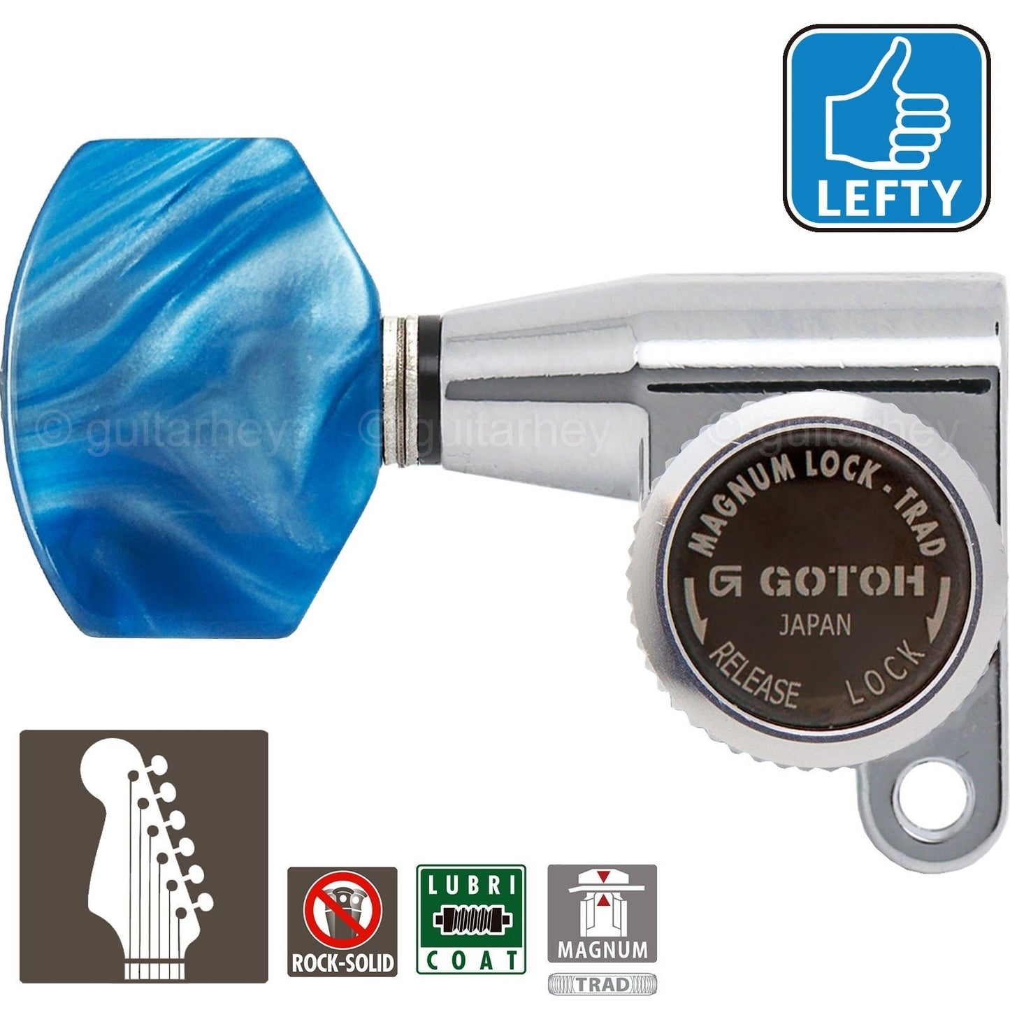 NEW Gotoh SG360-P9 MGT 6 In-Line Locking Mini Tuners Lefty LEFT-HANDED - CHROME