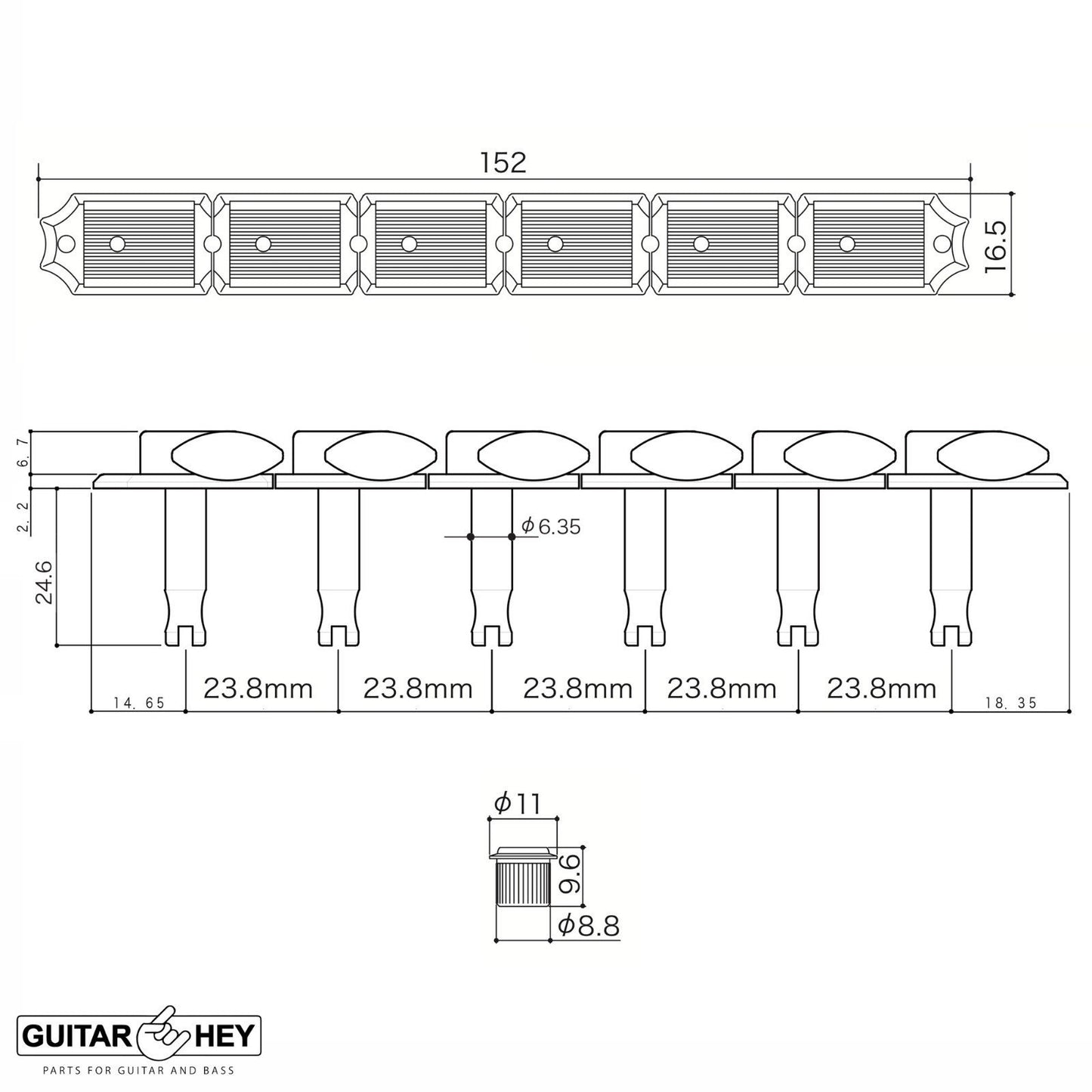 NEW Gotoh SD91-P5W Vintage Tuners PEARLOID Buttons 6 in line LEFT-HANDED NICKEL