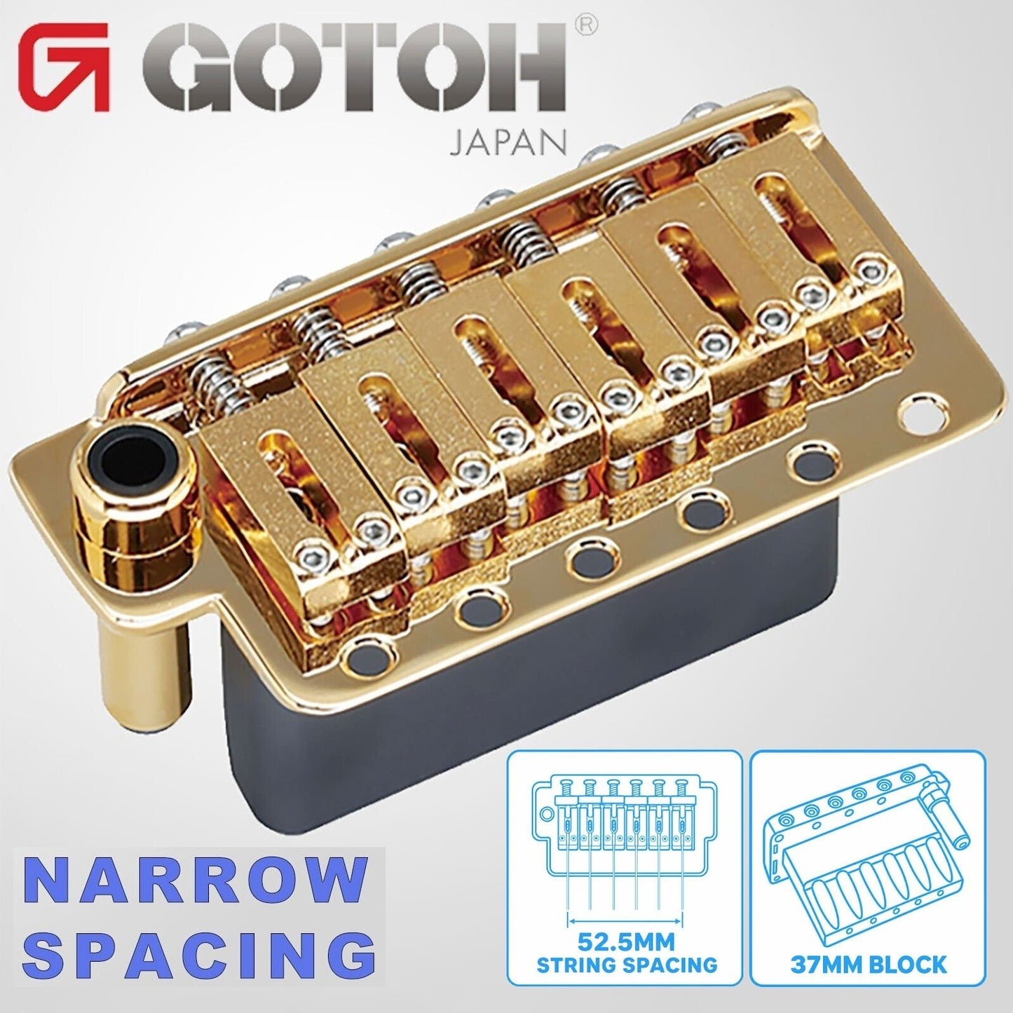 NEW Gotoh NS510T-FE2 6-Point Tremolo Bridge Narrow Spacing 37MM BLOCK - GOLD