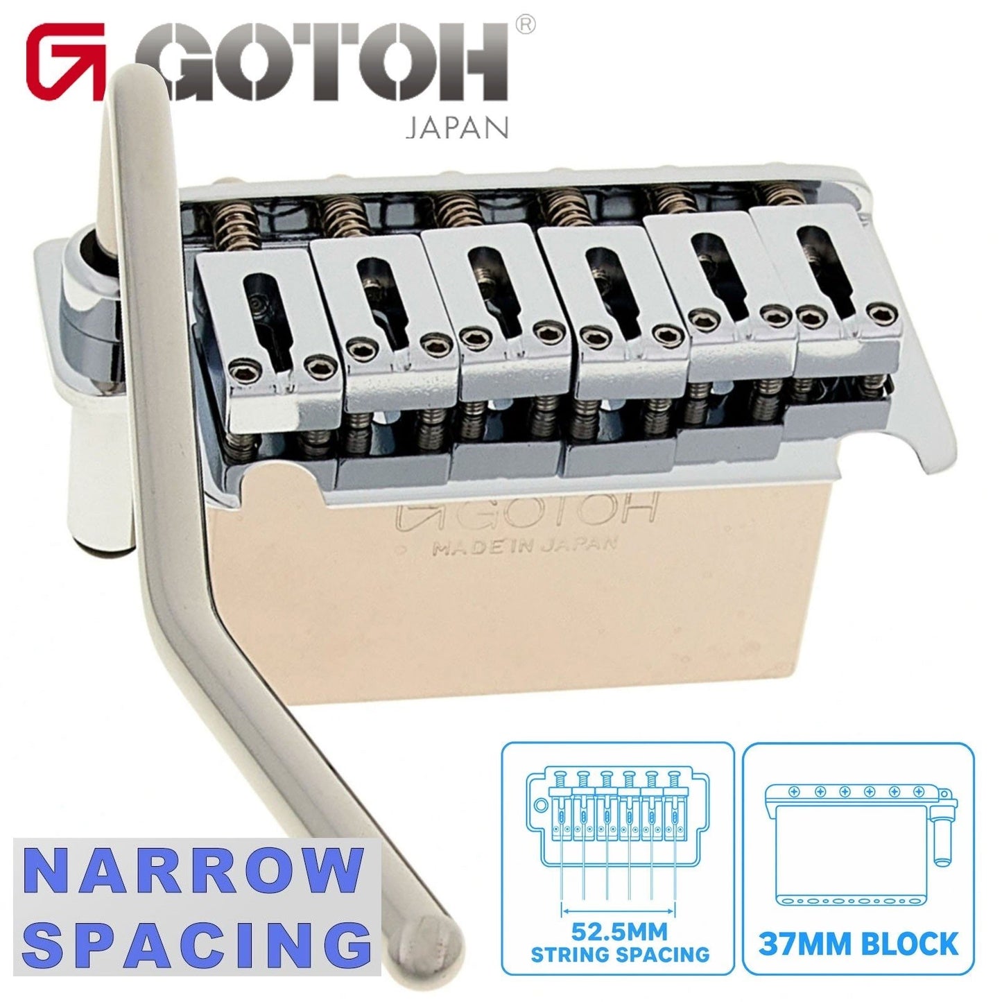 NEW Gotoh NS510TS-FE1 2 Point Tremolo Bridge Narrow Spacing 37MM BLOCK - CHROME