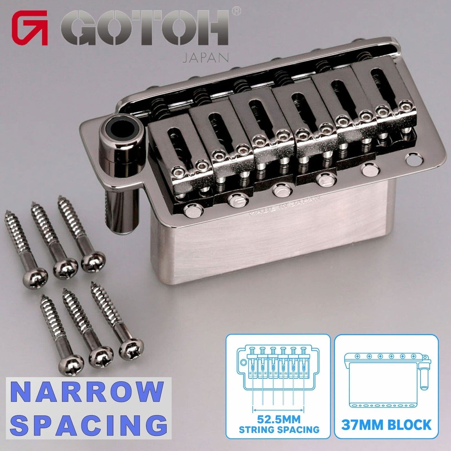 NEW Gotoh NS510TS-FE2 6-Point Tremolo Bridge Narrow Spacing 37MM BLOCK, COSMO BK