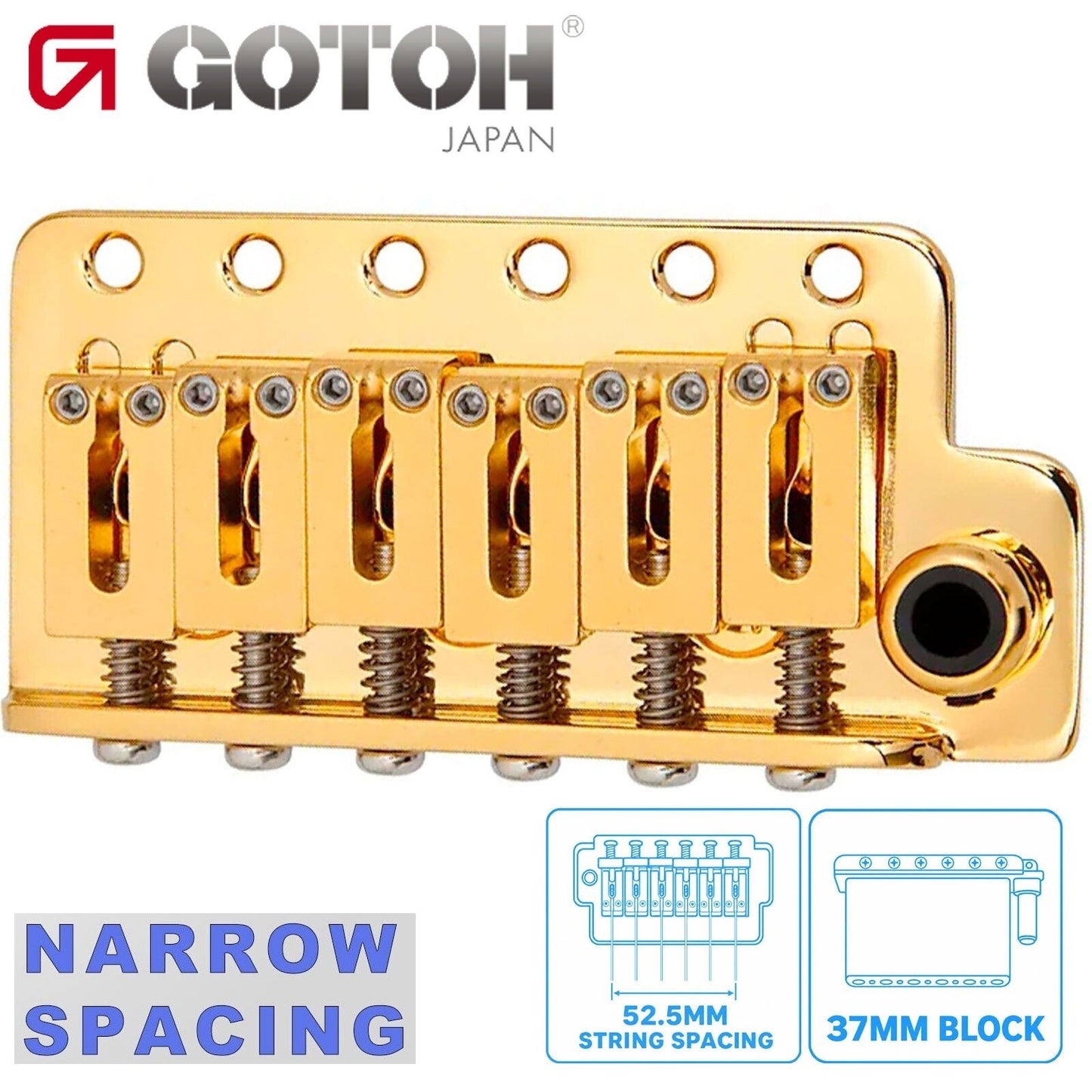NEW Gotoh NS510TS-FE2 6-Point Tremolo Bridge Narrow Spacing 37MM BLOCK - GOLD