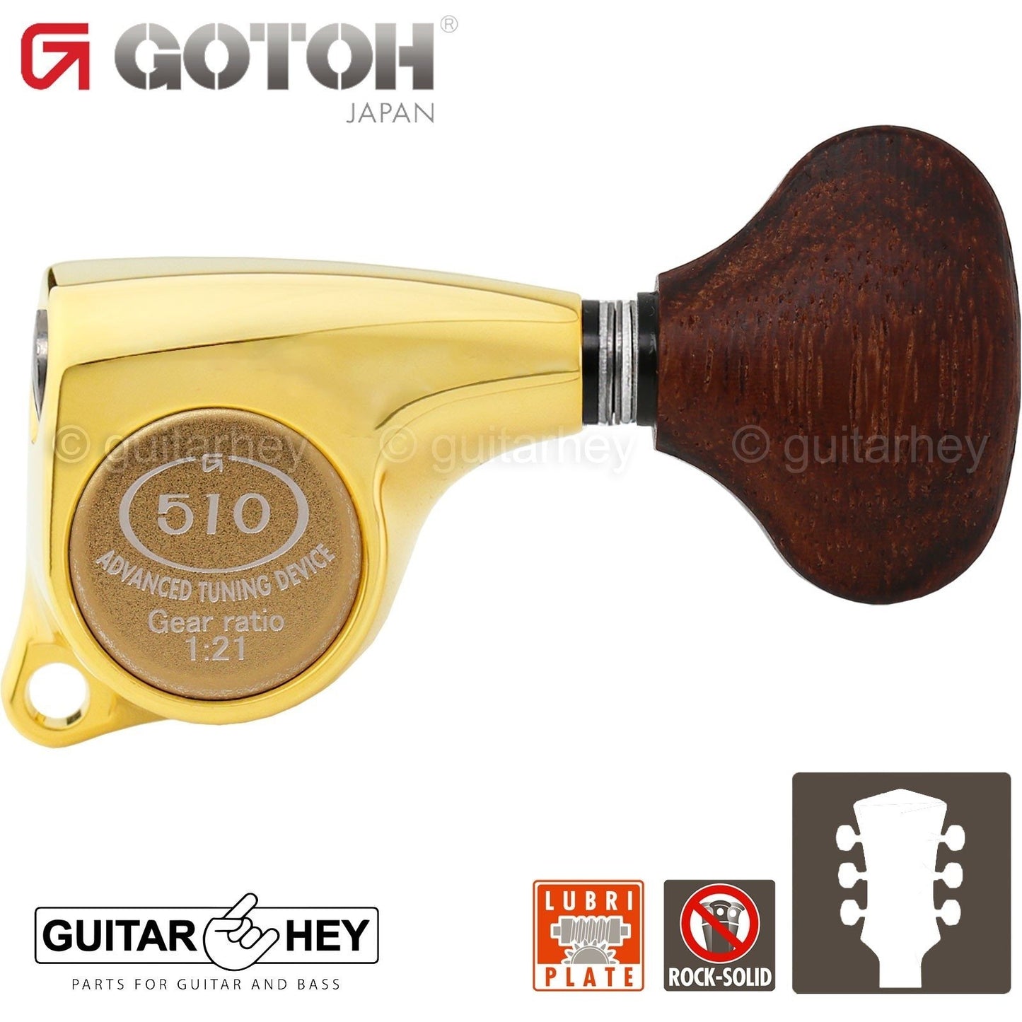 NEW Gotoh SGL510Z-GL5 L3+R3 Set Premium Tuners 1:21 Gear Ratio, 3x3 - GOLD