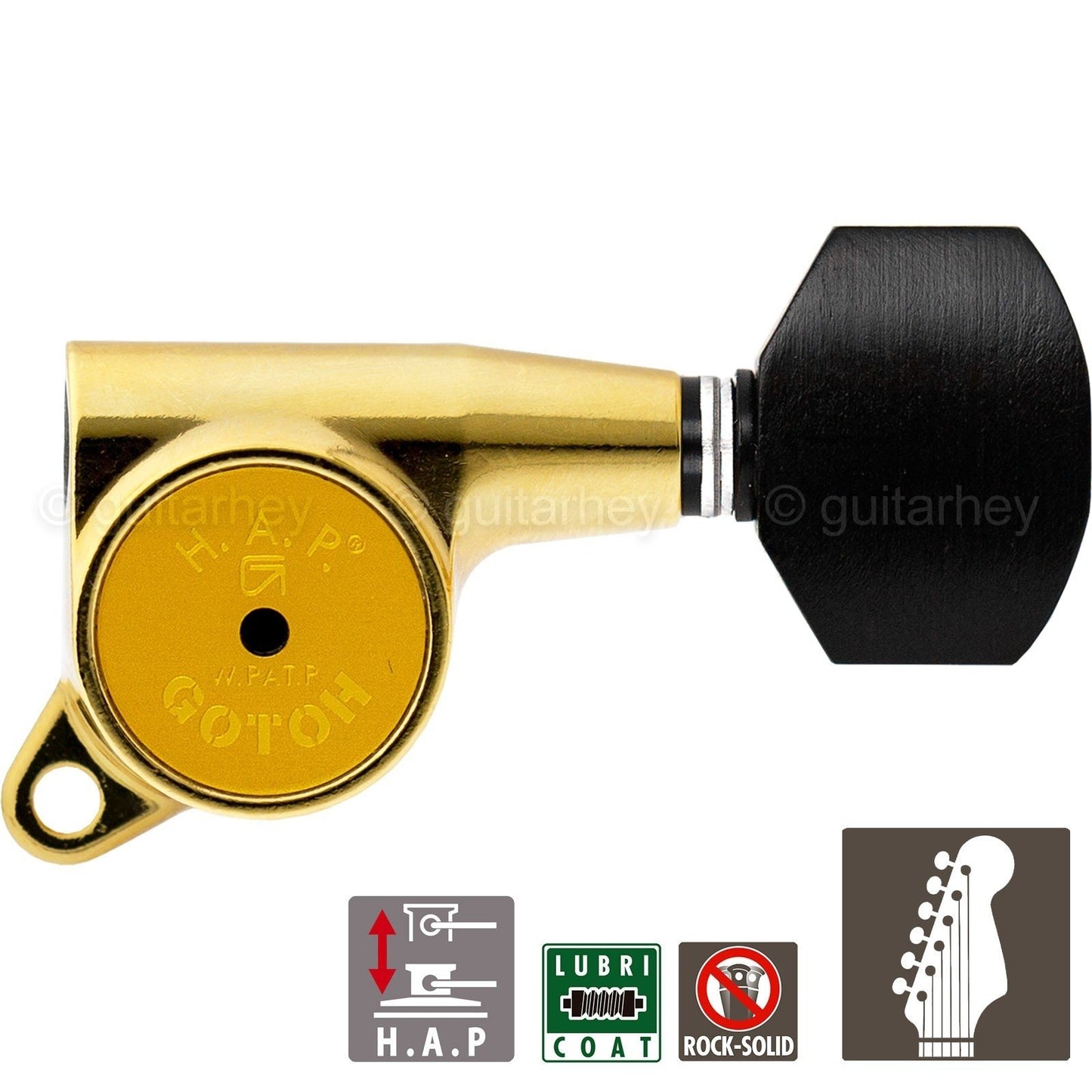 NEW Gotoh SG381-EN07 HAP 6 in line Tuners Set w/ Adjustable Height MIJ - GOLD