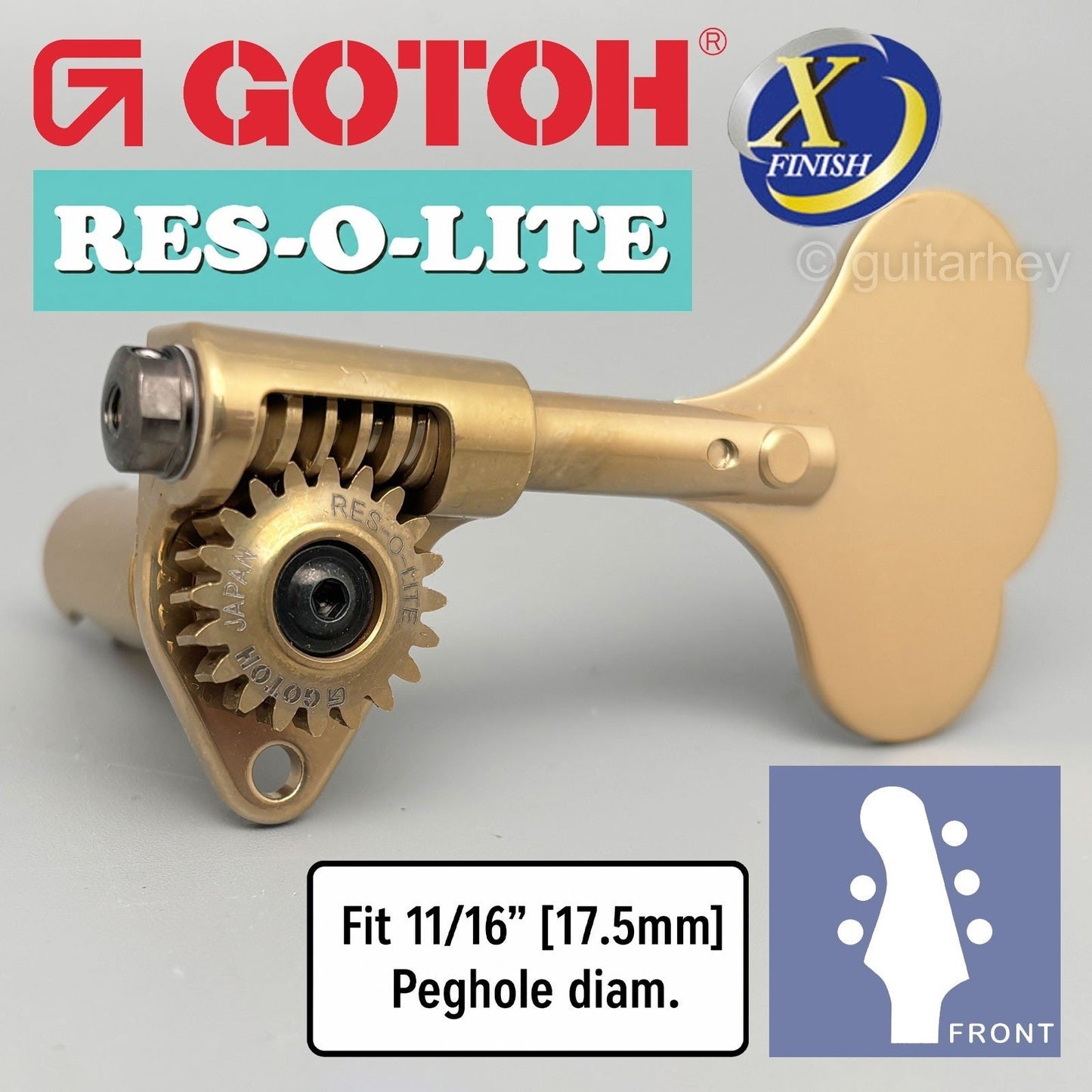 Gotoh GRL510C-12 Bass 5-String 11/16" RES-O-LITE Tuners L2+R3 - ANTIQUE X-GOLD