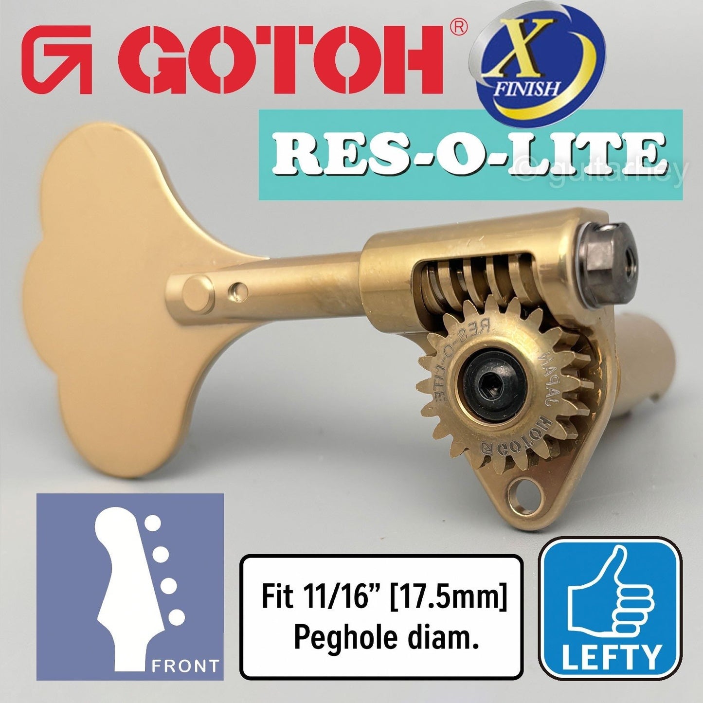 Gotoh GRL510C-12 Bass 4-String 11/16" RES-O-LITE Tuners LEFTY - ANTIQUE X-GOLD