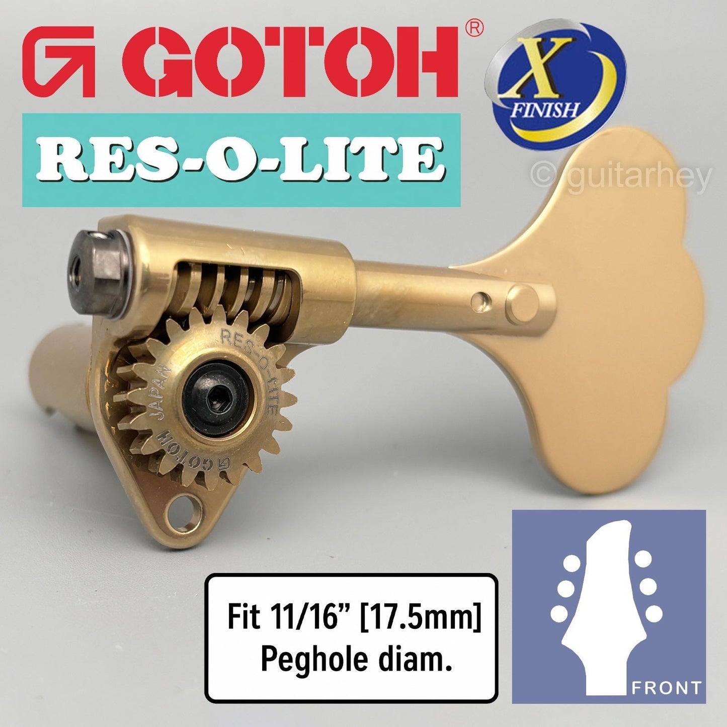 Gotoh GRL510C-12 Bass 6-String 11/16" RES-O-LITE Tuners L3+R3 - ANTIQUE X-GOLD