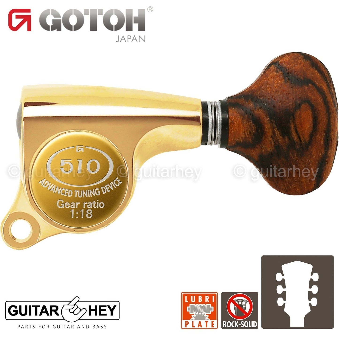 NEW Gotoh SGS510Z-RS5 L3+R3 Set Mini Tuners Small Buttons 1:18 Ratio 3x3 - GOLD