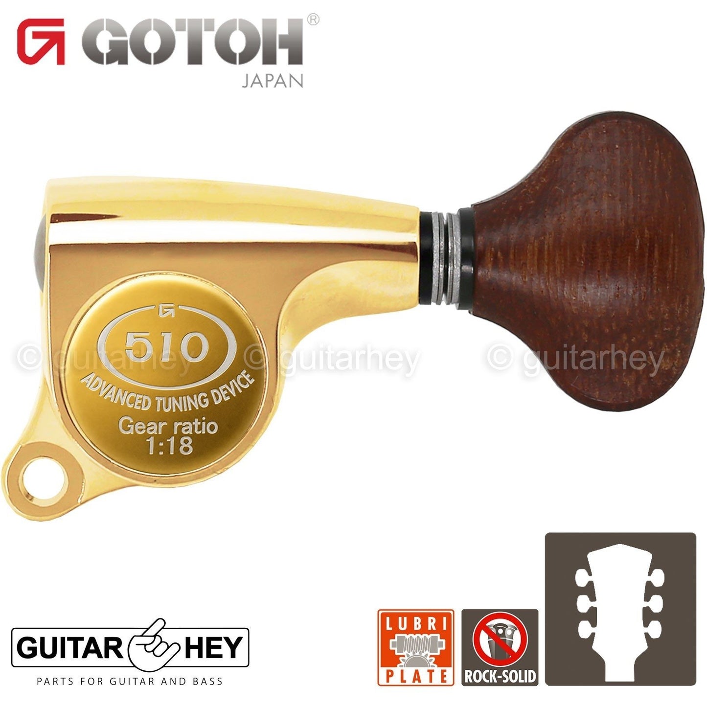 NEW Gotoh SGS510Z-GS5 L3+R3 Set Mini Tuners Small Buttons 1:18 Ratio 3x3 - GOLD