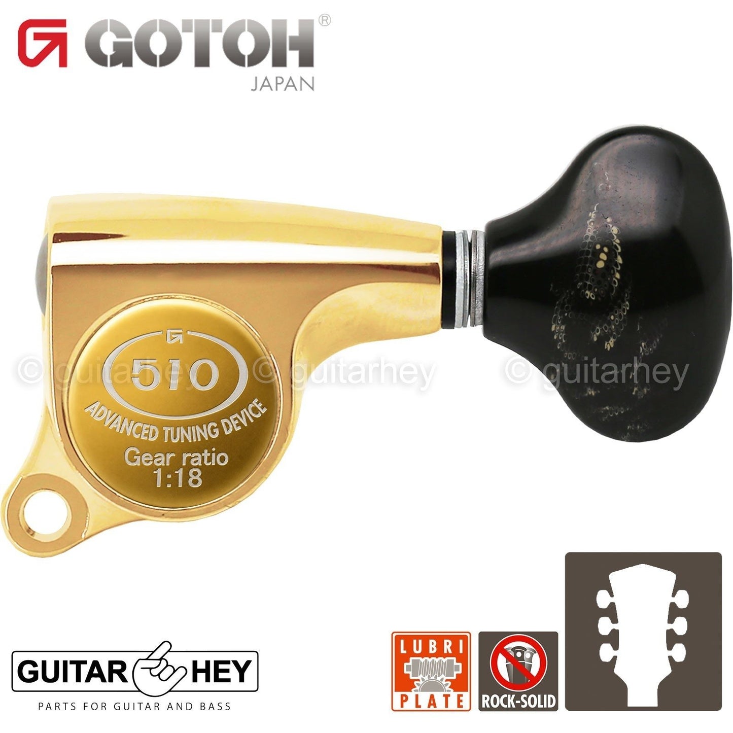 NEW Gotoh SGS510Z-FS5 L3+R3 Set Mini Tuners Small Buttons 1:18 Ratio 3x3 - GOLD