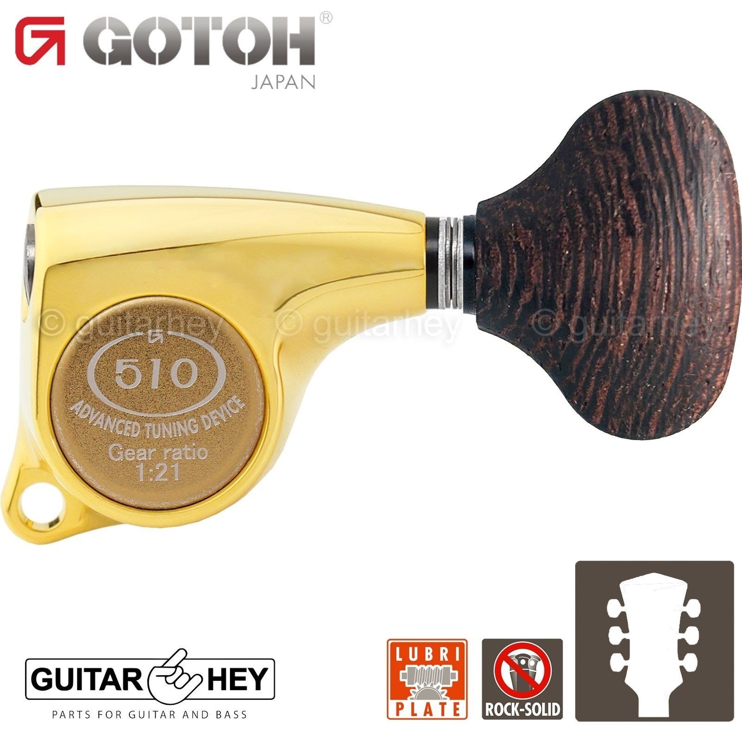 NEW Gotoh SGL510Z-WGL5 L3+R3 Tuners Set Large Buttons 1:21 Gear Ratio 3x3 - GOLD