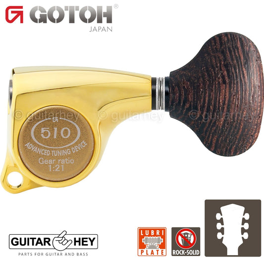 NEW Gotoh SGL510Z-WGL5 L3+R3 Tuners Set Large Buttons 1:21 Gear Ratio 3x3 - GOLD