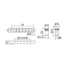 Load image into Gallery viewer, Gotoh GE103B-T Nashville Style Tunematic w/ Studs - Tune-o-matic bridge - NICKEL