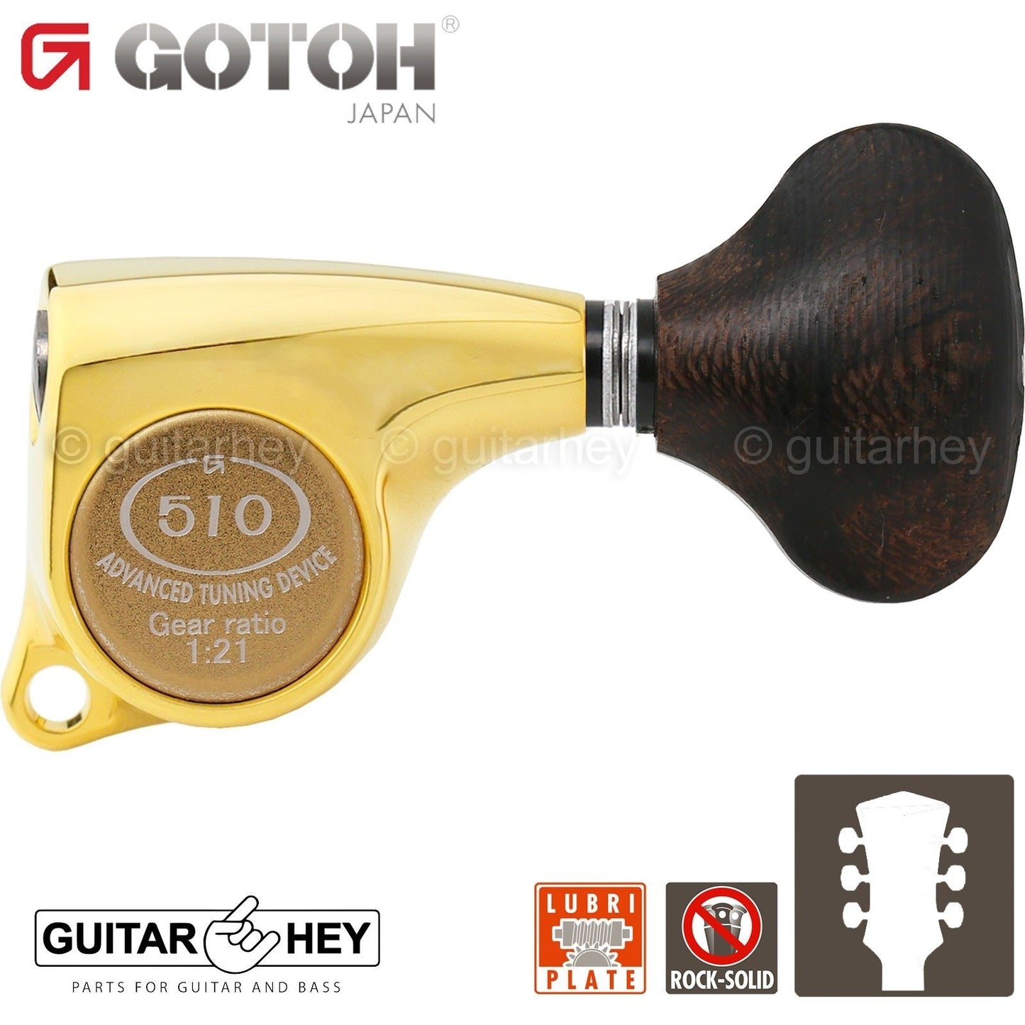 NEW Gotoh SGL510Z-ZL5 L3+R3 Tuners Set Large Buttons 1:21 Gear Ratio 3x3 - GOLD