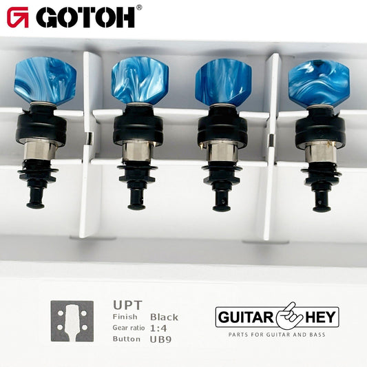 NEW Gotoh UPT-UB9 Sealed Planetary Ukulele Tuning (4) Keys BLUE Buttons - BLACK