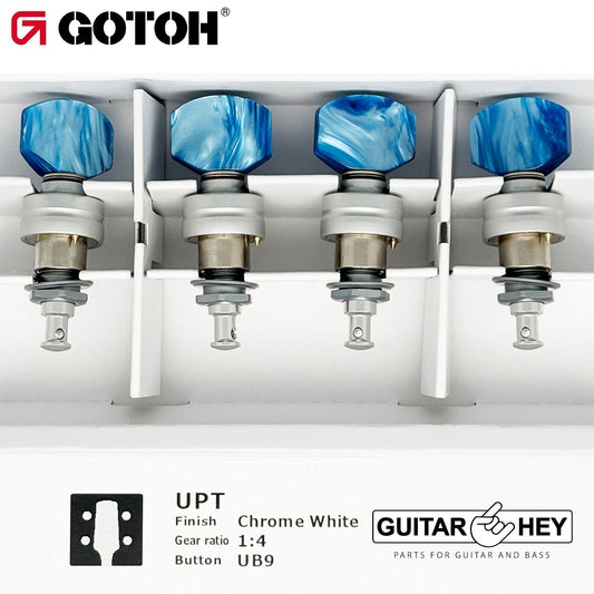 NEW Gotoh UPT-UB9 Sealed Planetary Ukulele Tuning BLUE Buttons - SATIN CHROME