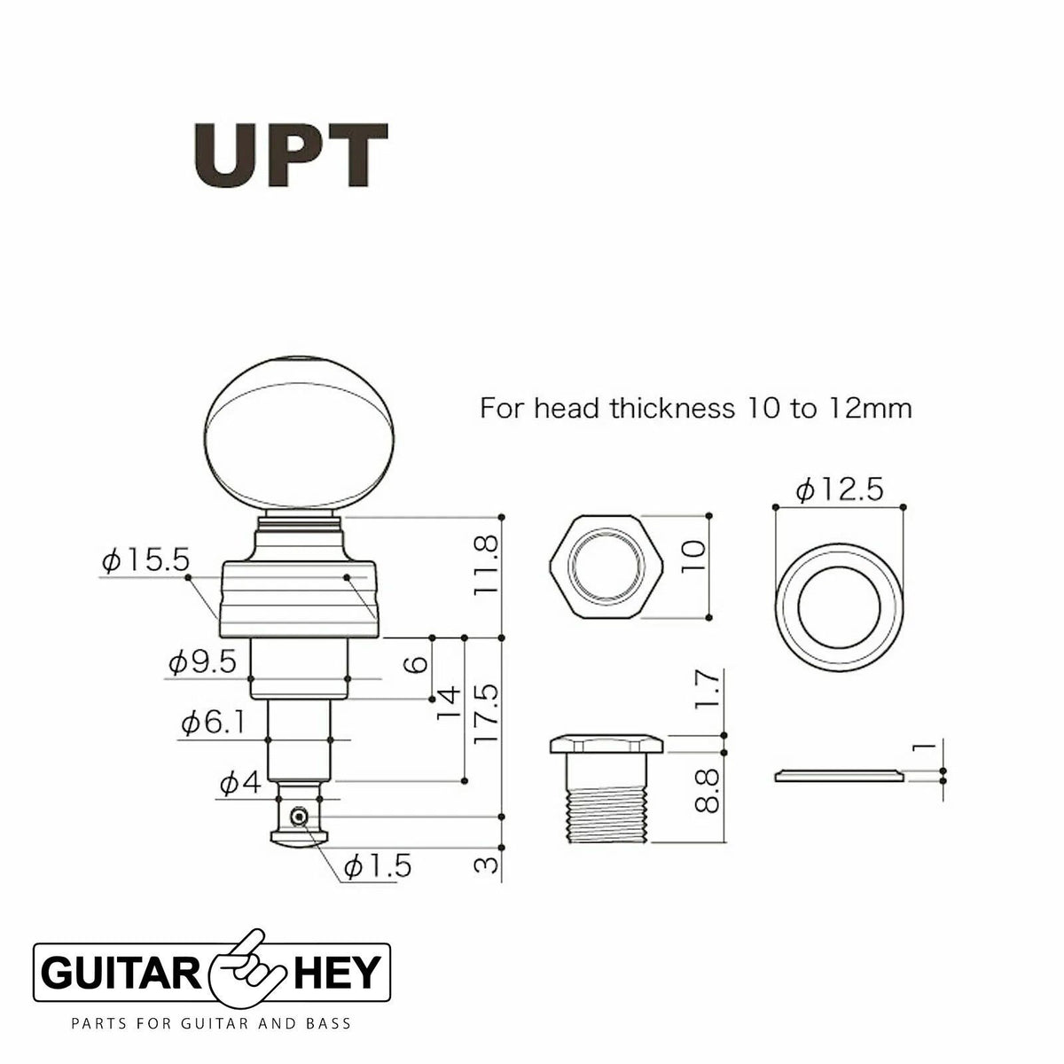 NEW Gotoh UPT-UB9 Sealed Planetary Ukulele Tuning BLUE Buttons - SATIN CHROME