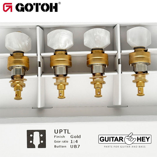 NEW Gotoh UPTL-UB7 Sealed Planetary Ukulele LONG Tuning PEARL Buttons - GOLD