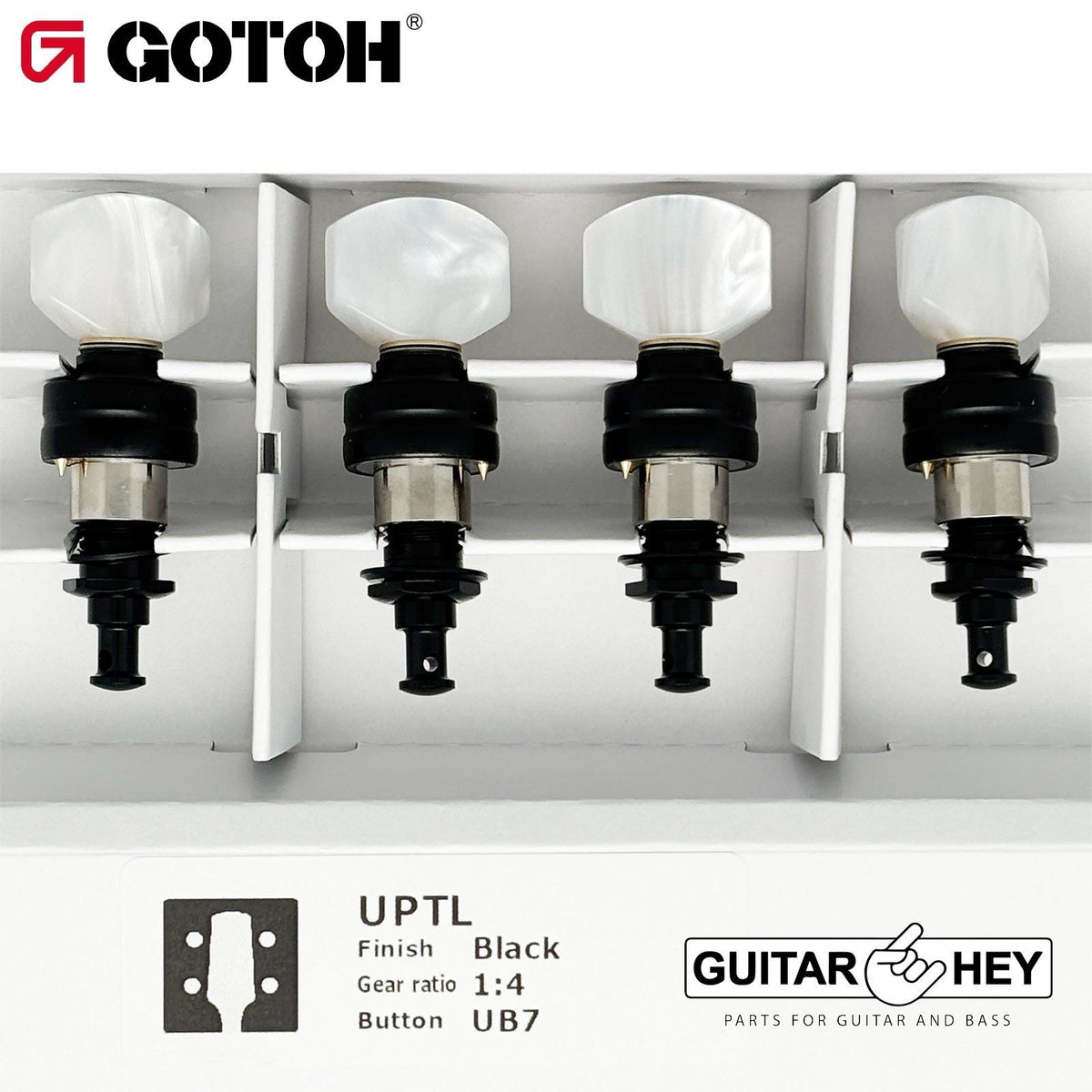 NEW Gotoh UPTL-UB7 Sealed Planetary Ukulele LONG Tuning PEARL Buttons - BLACK