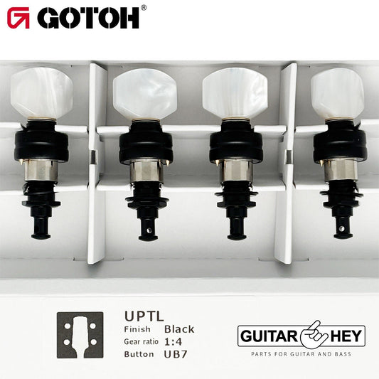 NEW Gotoh UPTL-UB7 Sealed Planetary Ukulele LONG Tuning PEARL Buttons - BLACK
