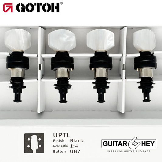 NEW Gotoh UPTL-UB7 Sealed Planetary Ukulele LONG Tuning PEARL Buttons - BLACK