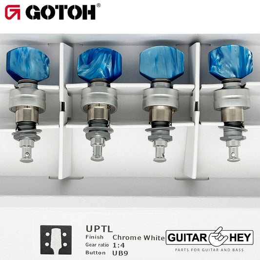 NEW Gotoh UPTL-UB9 Sealed Planetary Ukulele LONG Tuning BLUE - SATIN CHROME