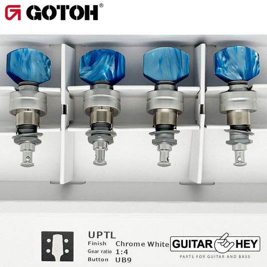 NEW Gotoh UPTL-UB9 Sealed Planetary Ukulele LONG Tuning BLUE - SATIN CHROME