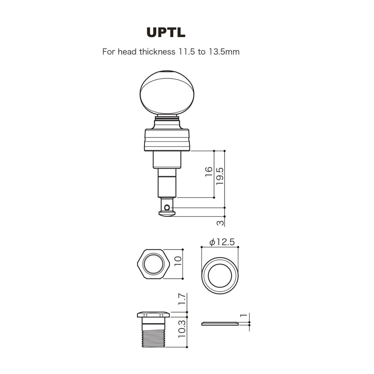 NEW Gotoh UPTL-UB8 Sealed Planetary Ukulele LONG Tuning AMBER Buttons - BLACK
