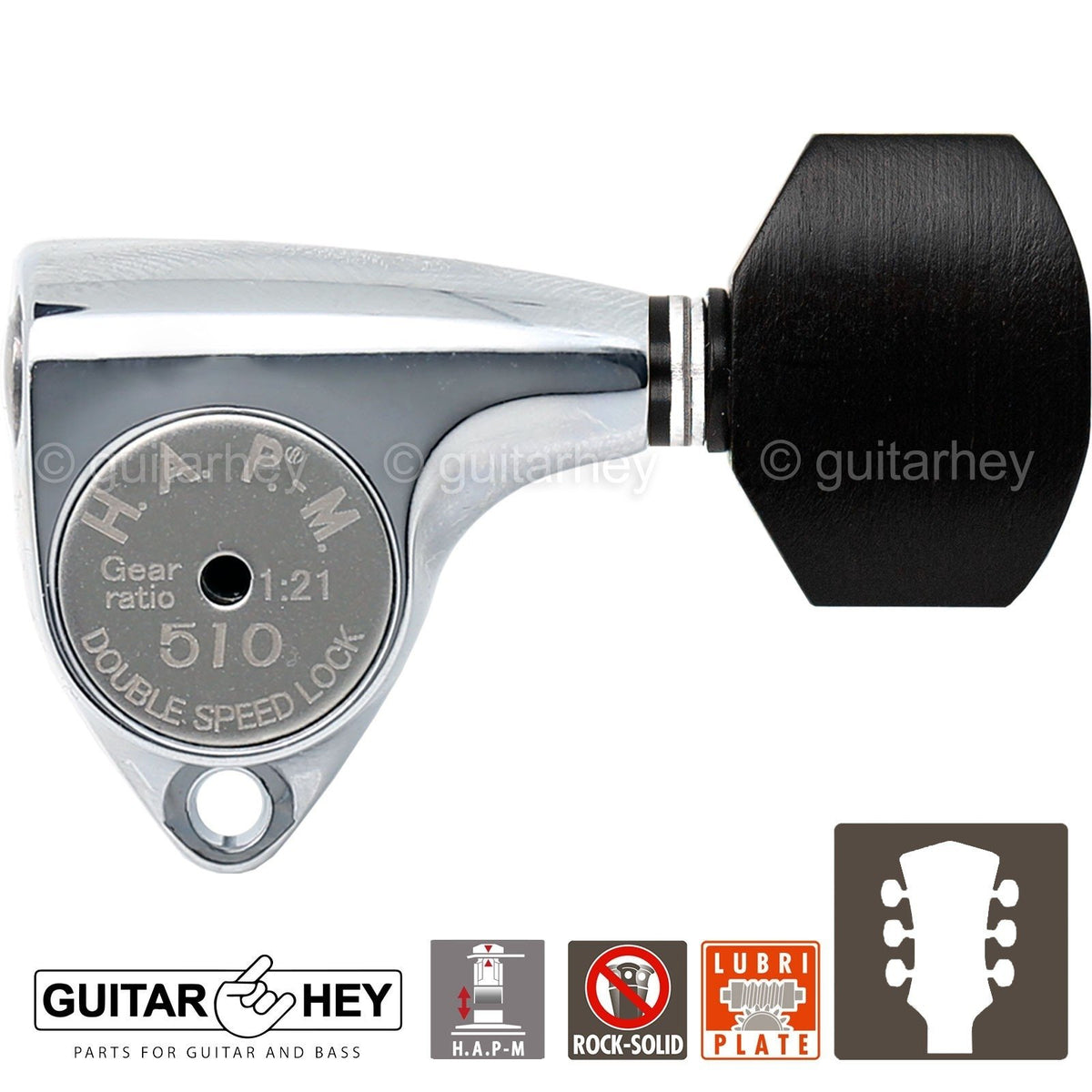 NEW Gotoh SGV510Z-EN07 HAPM L3+R3 Locking Tuners Adjust. Post Height 3x3, CHROME