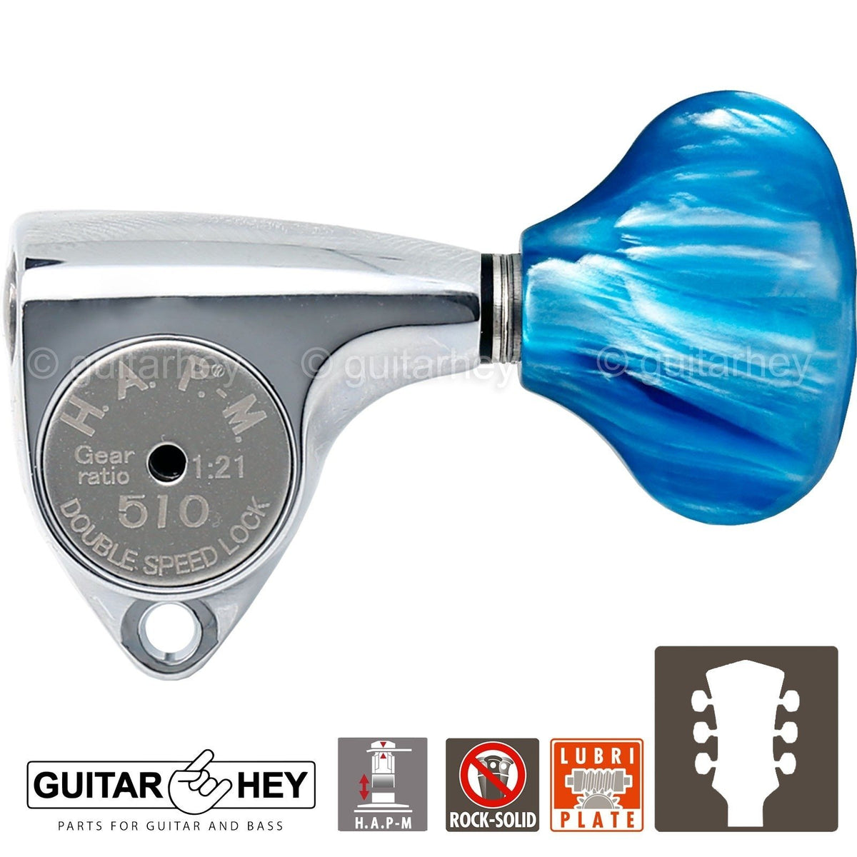 NEW Gotoh SGV510Z-QL5 HAPM L3+R3 Locking Tuners Adjust. Post Height 3x3, CHROME