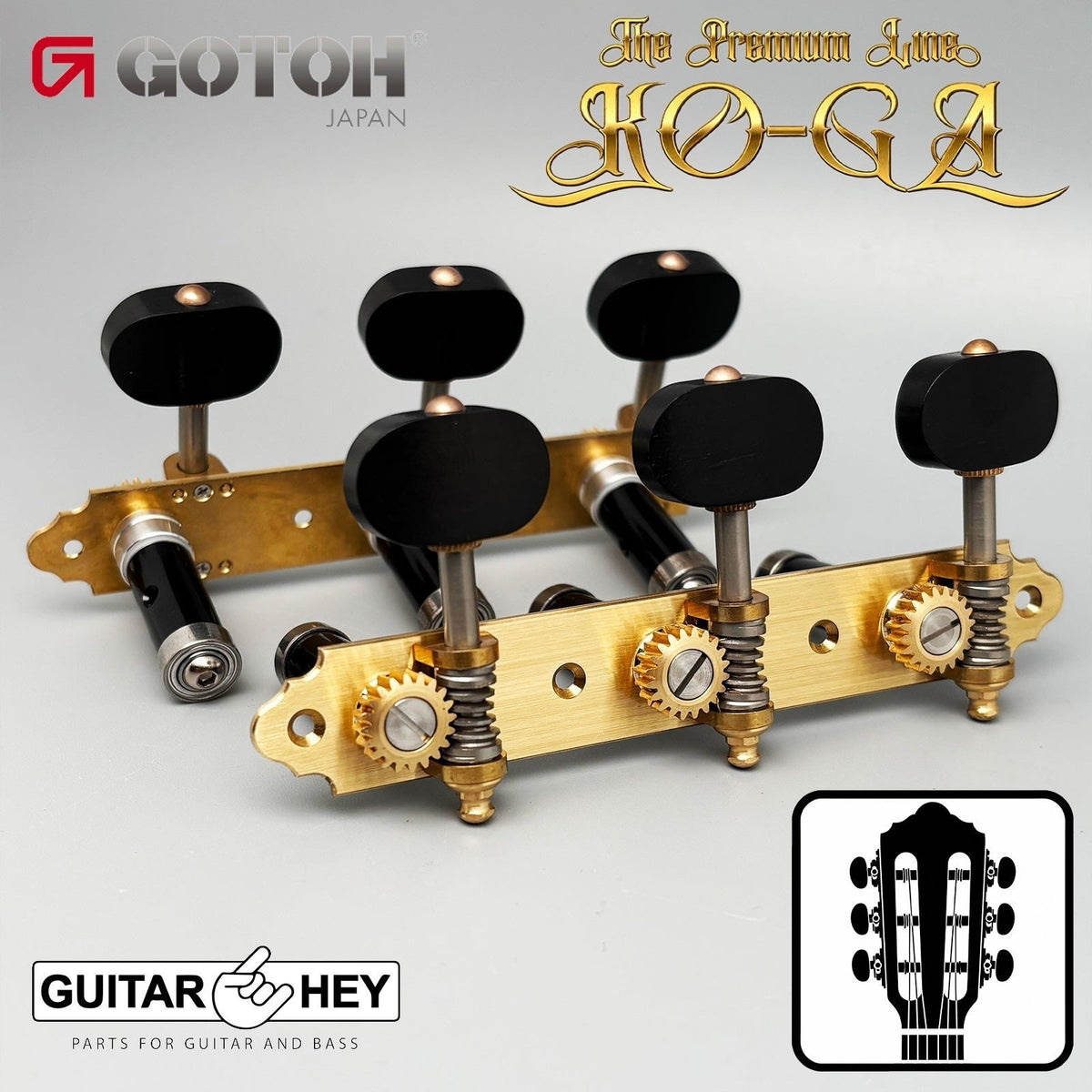 Gotoh KG03-EN Luxury Classical Guitar Tuners Premium BRASS - HAIRLINE FINISH