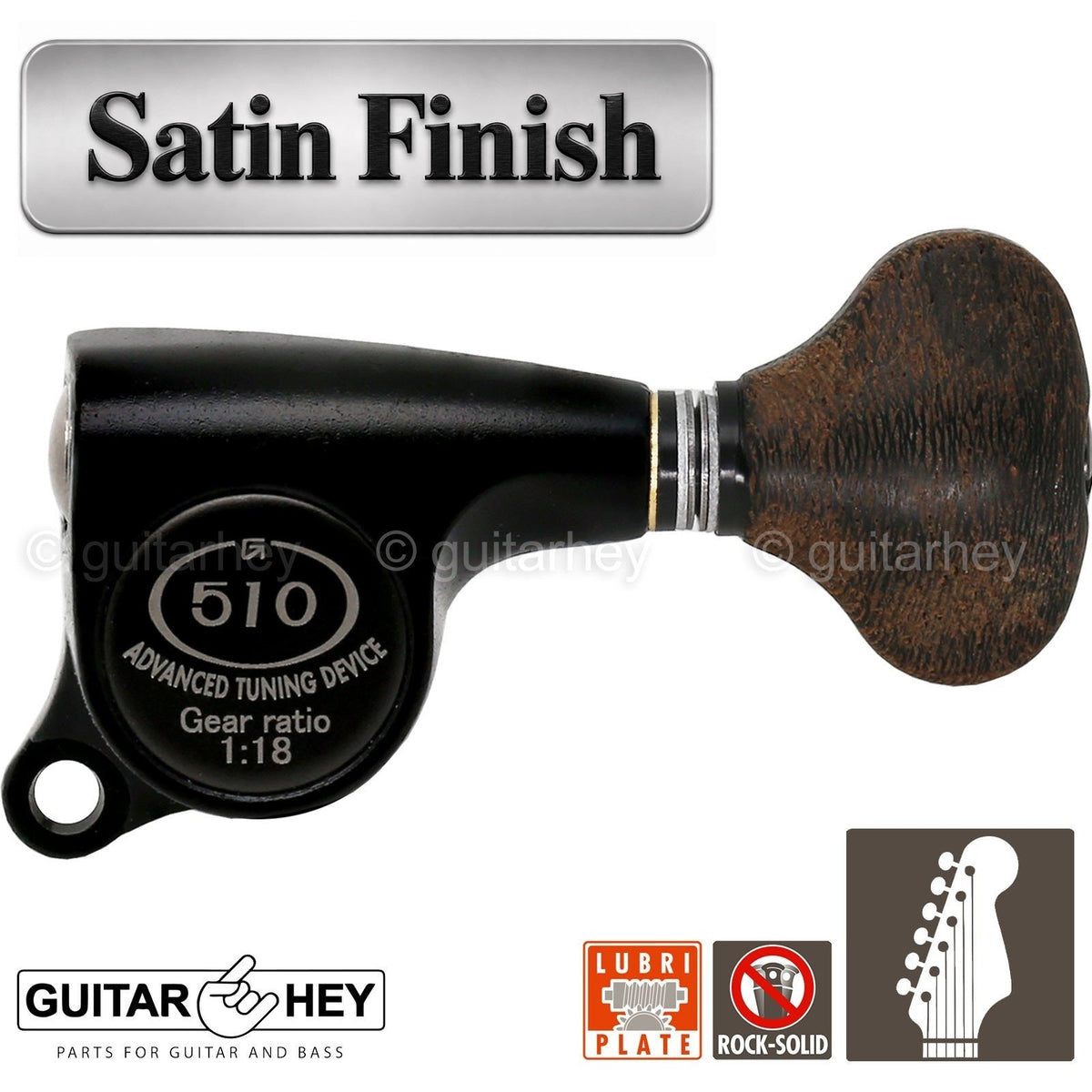 NEW Gotoh SGS510Z-ZS5 6 in Line Set Mini Tuners Advanced Keys 18:1 - BLACK SATIN