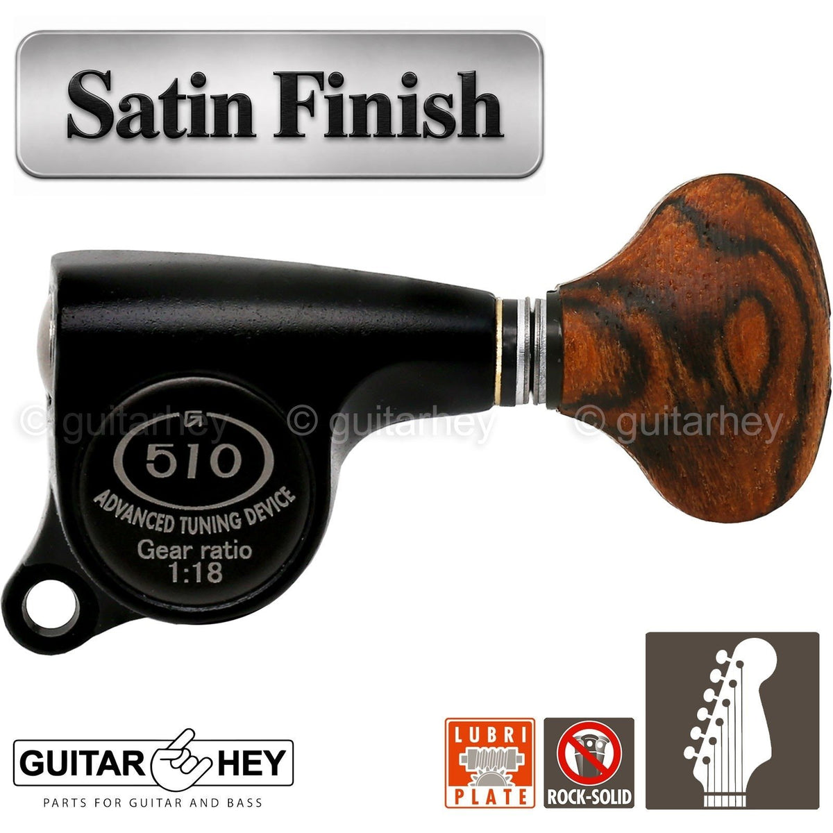 NEW Gotoh SGS510Z-RS5 6 in Line Set Mini Tuners Advanced Keys 18:1 - BLACK SATIN