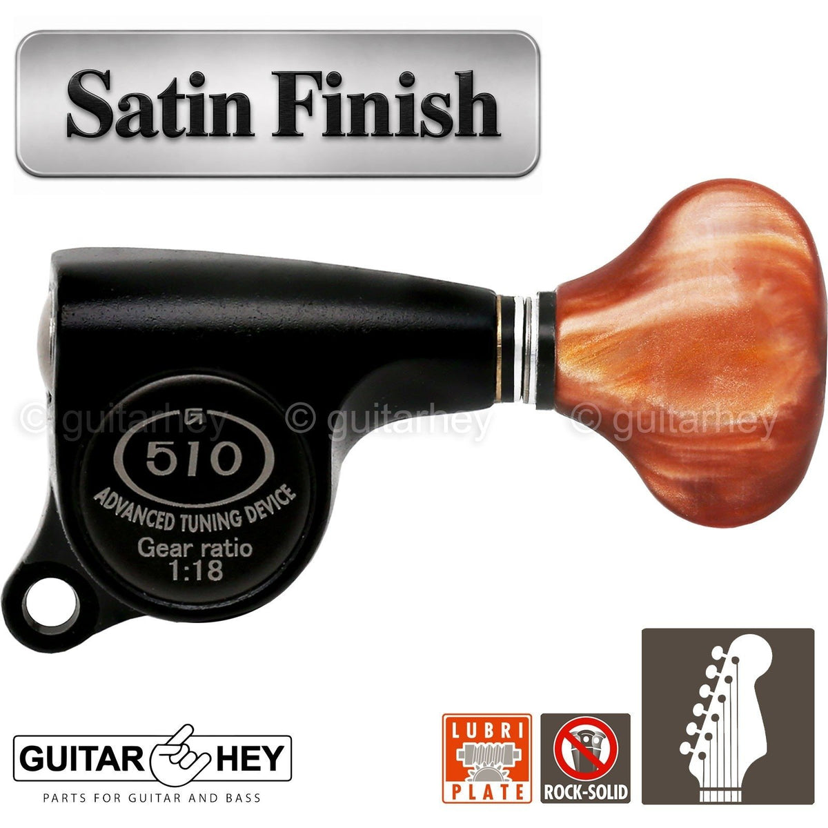 NEW Gotoh SGS510Z-CS5 6 in Line Set Mini Tuners Advanced Keys 18:1 - BLACK SATIN
