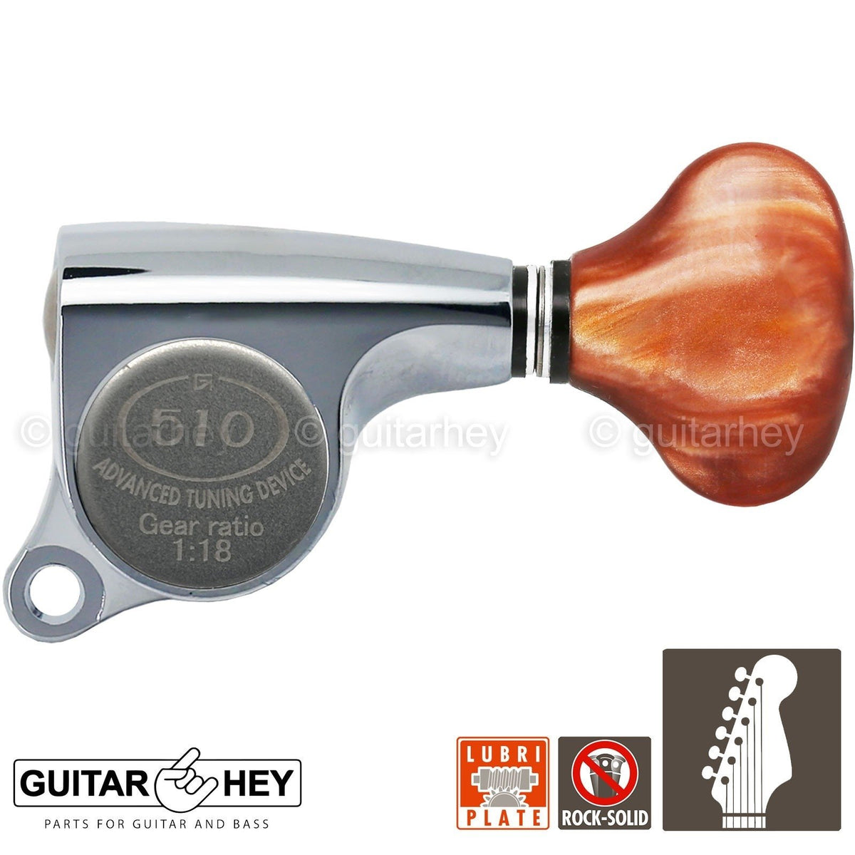 NEW Gotoh SGS510Z-CS5 6 in Line Set Mini Tuners Small AMBE Buttons 18:1 - CHROME