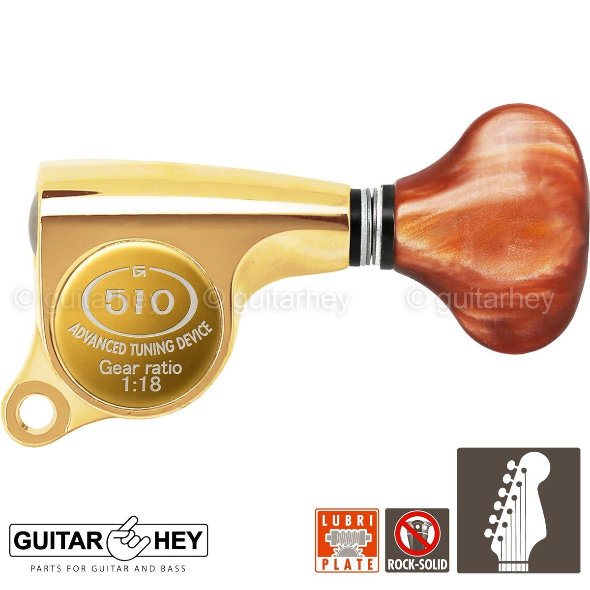 NEW Gotoh SGS510Z-CS5 6 in Line Set Mini Tuners Small AMBE Buttons 18:1 - GOLD