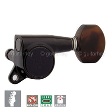 Load image into Gallery viewer, NEW Gotoh SG381 MG Magnum Locking Keys Set 6 in line w/ TORTOISE Buttons - BLACK