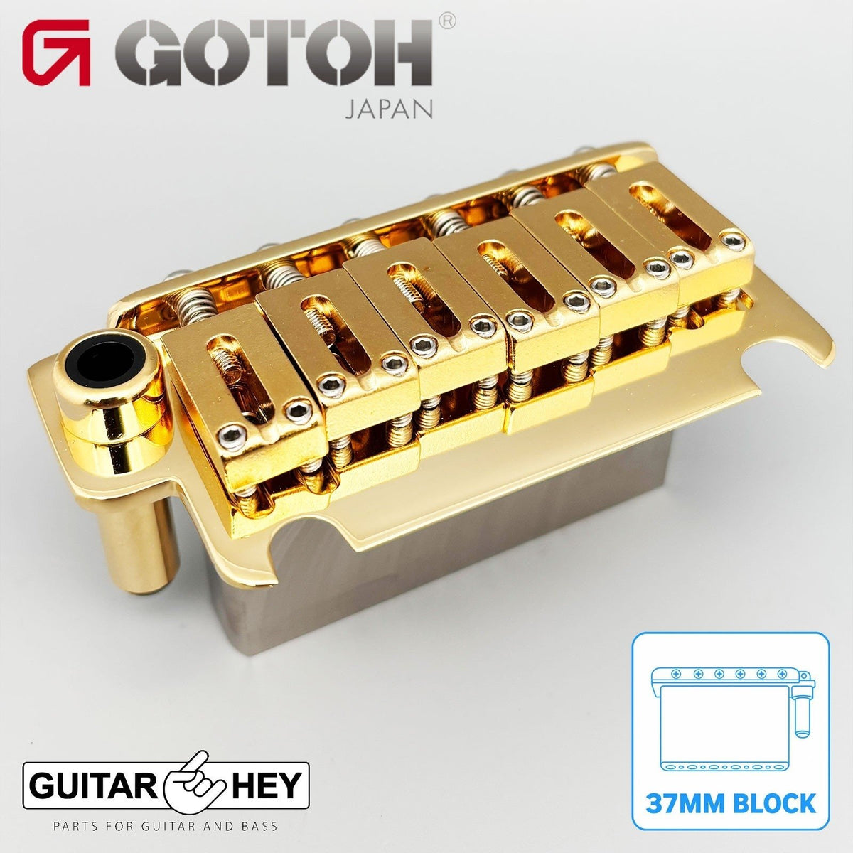 NEW Gotoh 510TS-FE1 Non-locking 2 Point Tremolo Bridge 37mm Steel Block - GOLD