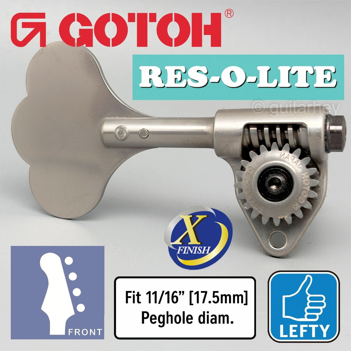 Gotoh GRL510C-12 Bass 4-String 11/16" RES-O-LITE Tuners LEFTY - ANTIQUE X-NICKEL