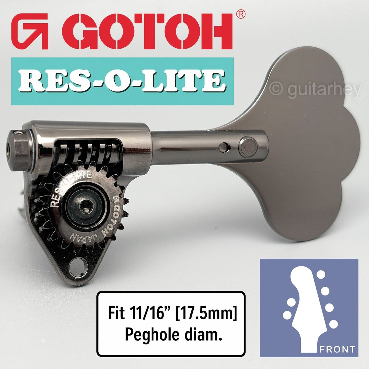 Gotoh GRL510C-12 Bass 6-String 11/16" RES-O-LITE Tuners L2+R4 - COSMO BLACK