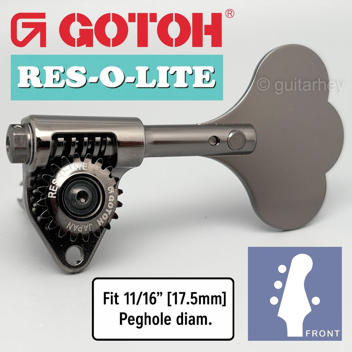 Gotoh GRL510C-12 Bass 4-String 11/16" RES-O-LITE Tuners L3+R1 - COSMO BLACK