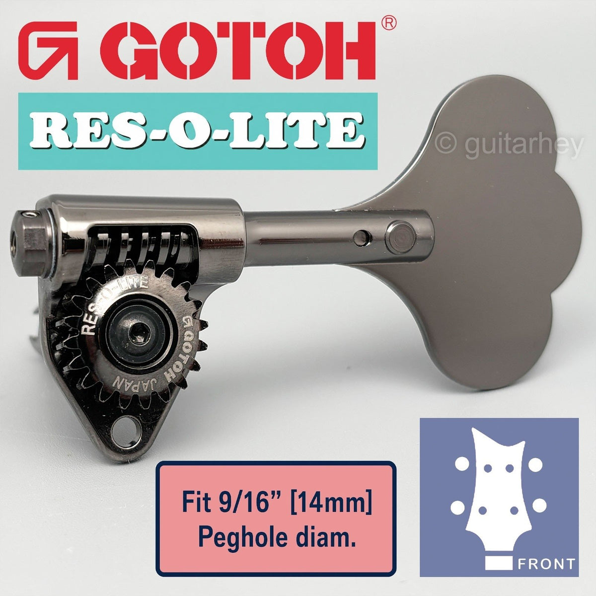 NEW Gotoh GRL510C-9 Bass L2+R2 Tuners SET 9/16" [14mm] RES-O-LITE - COSMO BLACK