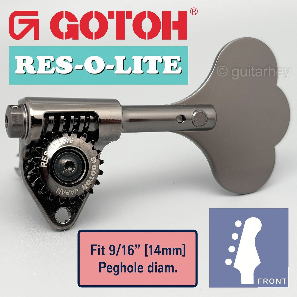 NEW Gotoh GRL510C-9 Bass 4-inline Tuners SET 9/16" [14mm] RES-O-LITE - COSMO BK
