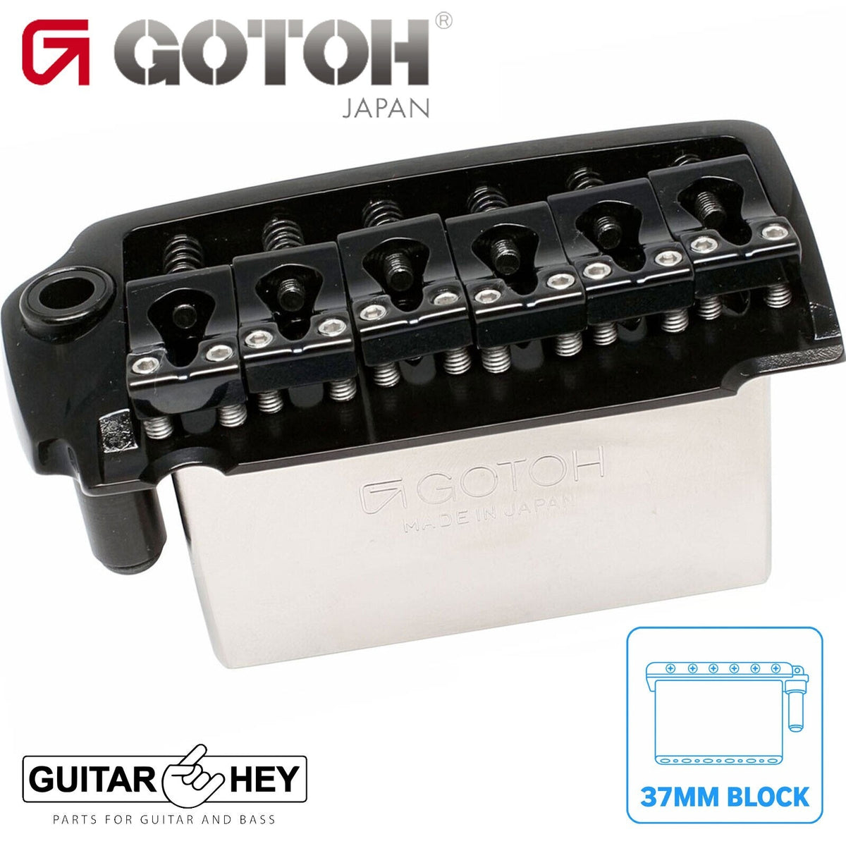 NEW Gotoh EV510TS-BS Non-locking 2 Point Tremolo Bridge 37mm Steel Block - BLACK