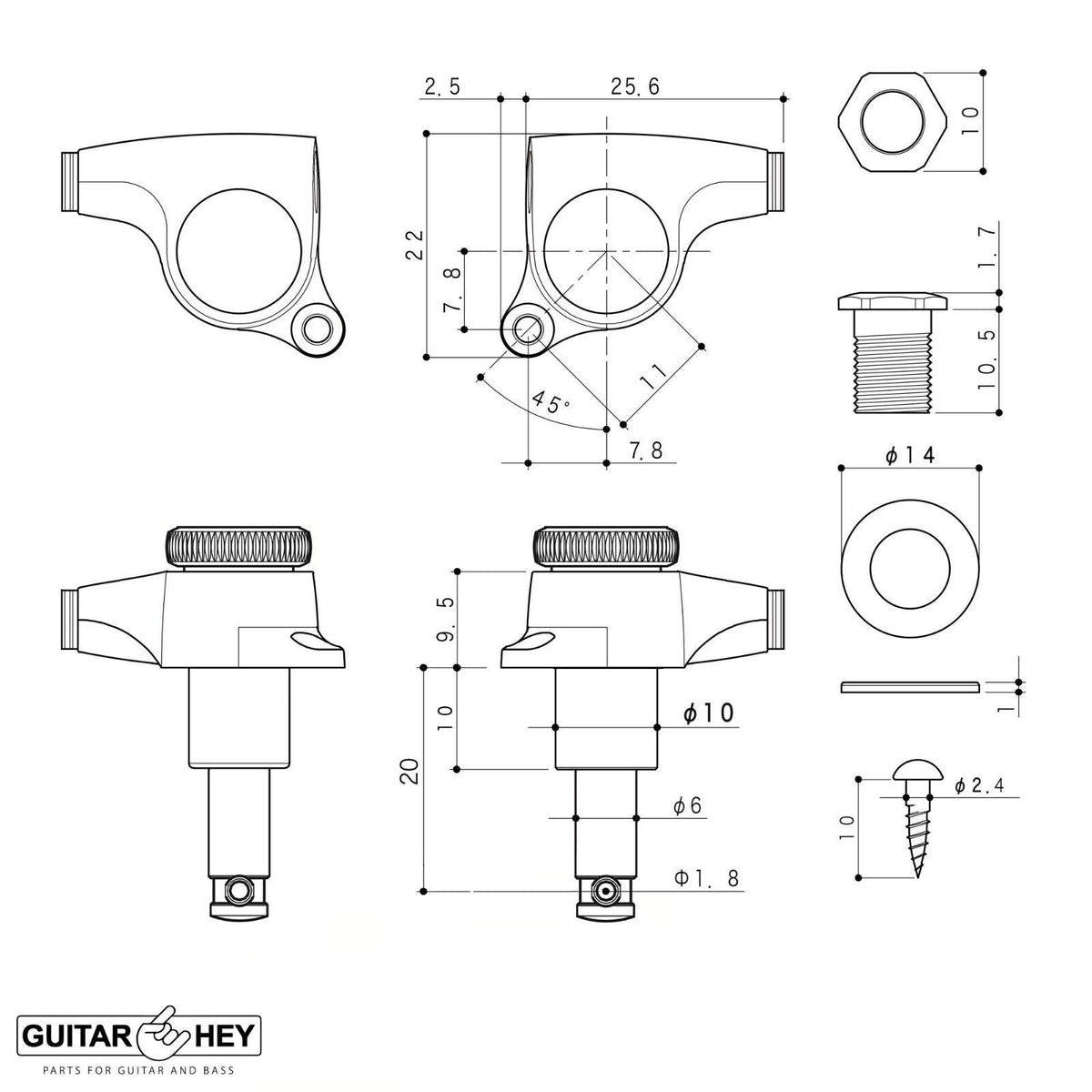 NEW Gotoh SGS510Z-L5 MGT L3+R3 Set Mini Locking LARGE Button 1:18 Ratio 3x3 GOLD