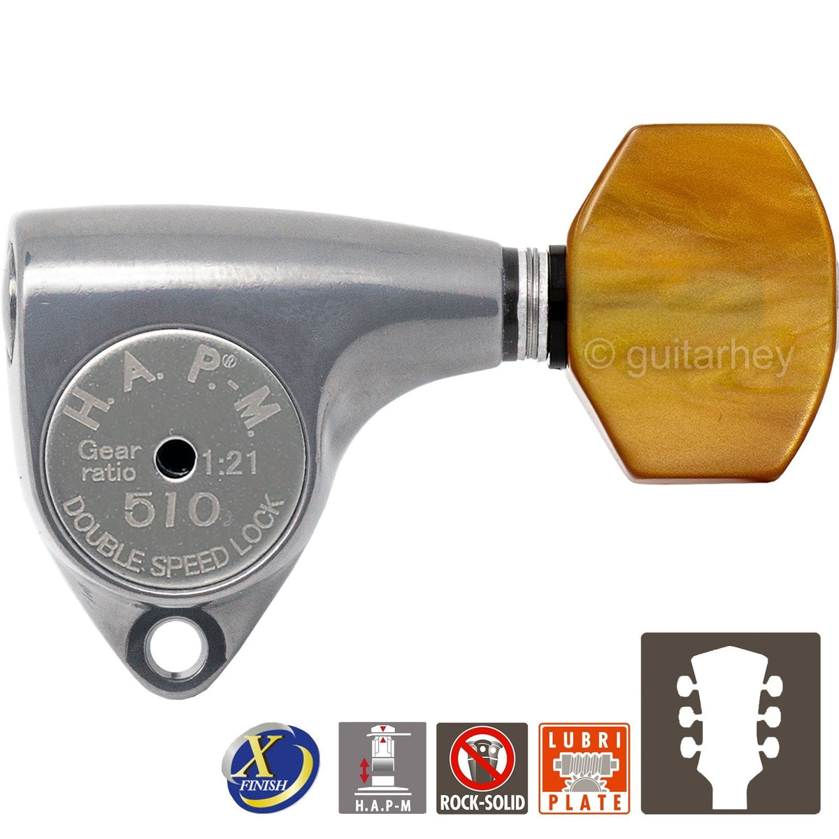 NEW Gotoh SGV510Z-P8 HAPM Set L3+R3 HAP-M 1:21 Gear Ratio 3x3, ANTIQUE X-CHROME
