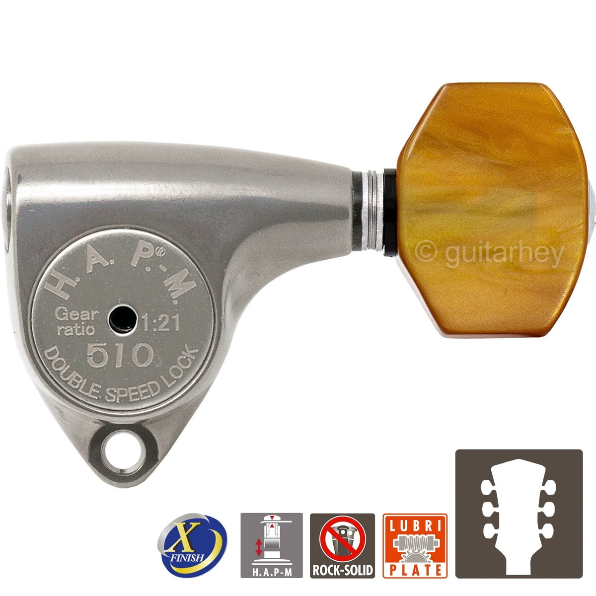 NEW Gotoh SGV510Z-P8 HAPM Set L3+R3 HAP-M 1:21 Gear Ratio 3x3 - ANTIQUE X-NICKEL