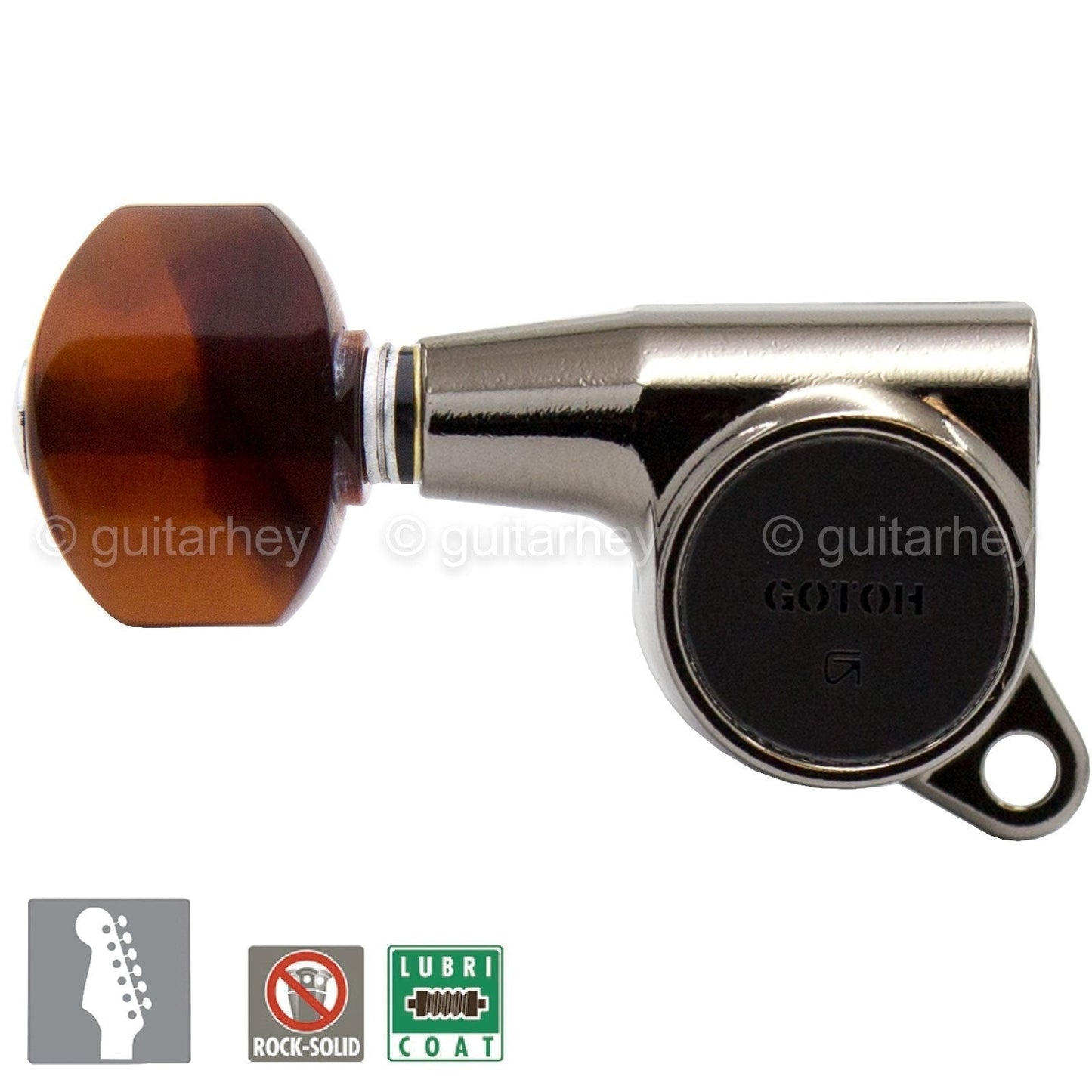 NEW Gotoh SG381 Set 6 in line w/ TORTOISE Buttons LEFT HANDED - COSMO BLACK