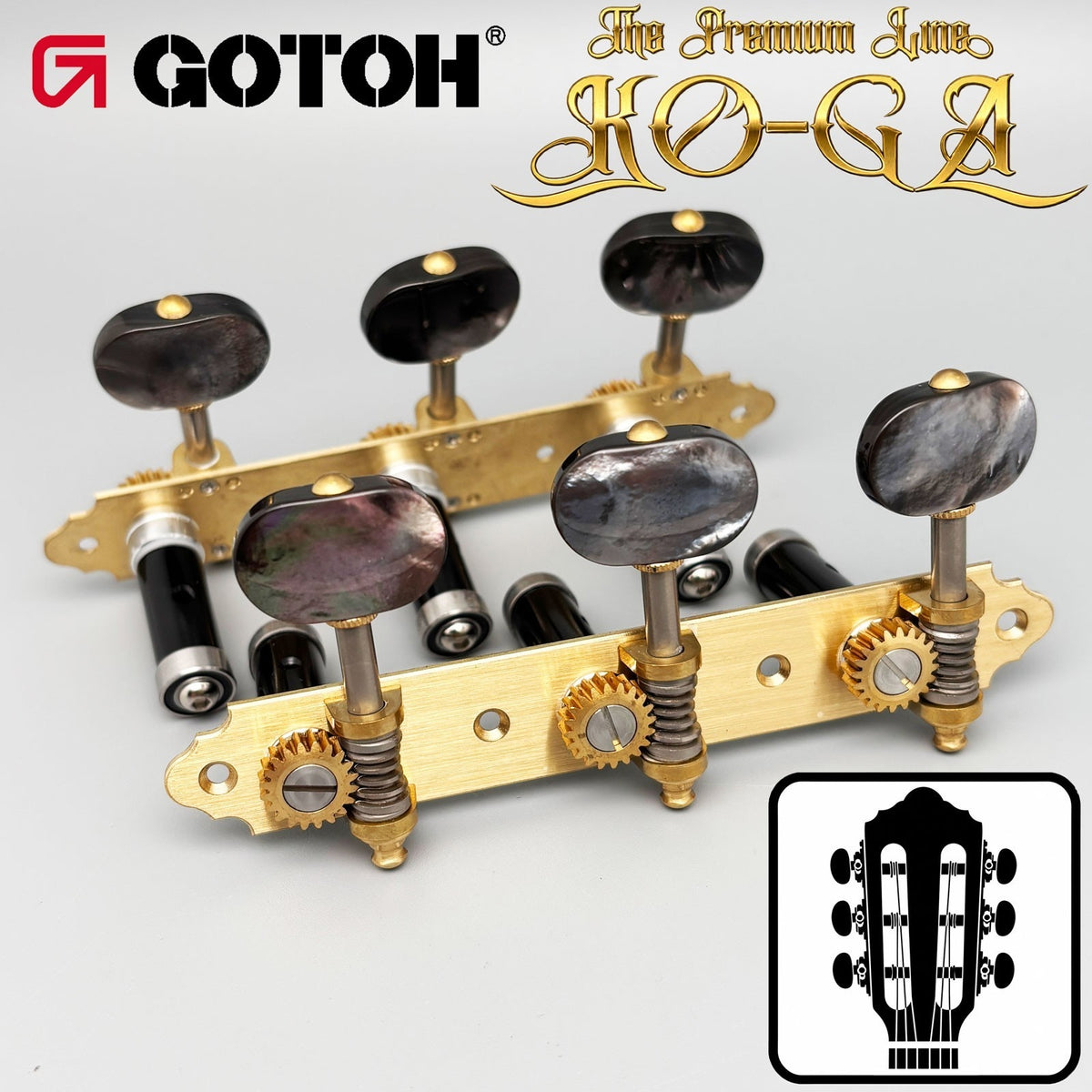 Gotoh KG03-BM Luxury Classical Guitar Tuners Premium BRASS - HAIRLINE FINISH